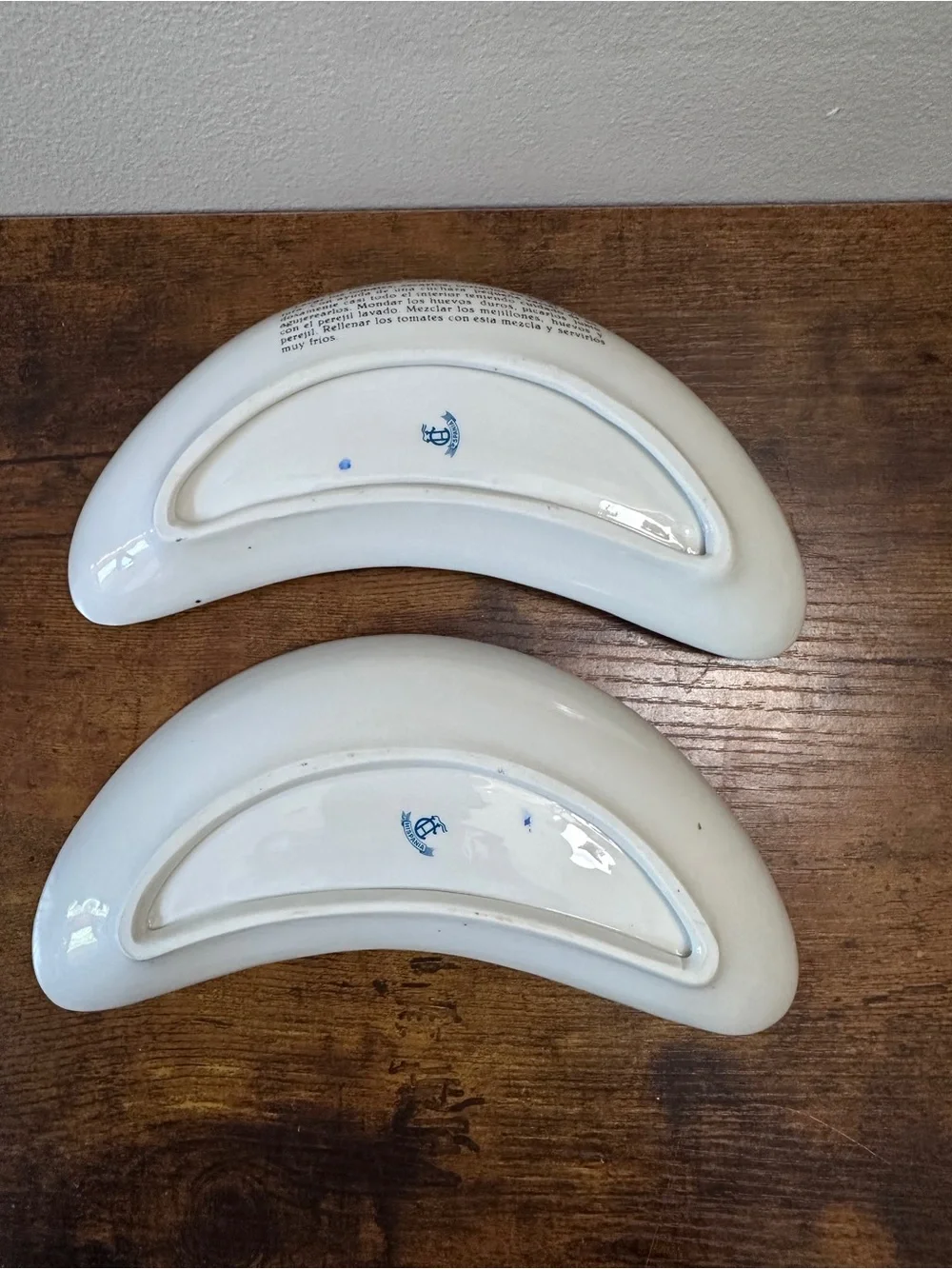 Vintage Hispania Spain Crescent Salad Plates Tomates Farcies Recipe MidCentury
